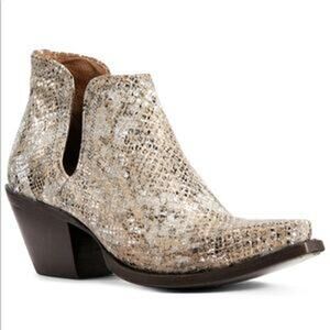 Ariat Dixon Snake Print Leather Western Cowboy Snip Toe Booties Women's Size 9